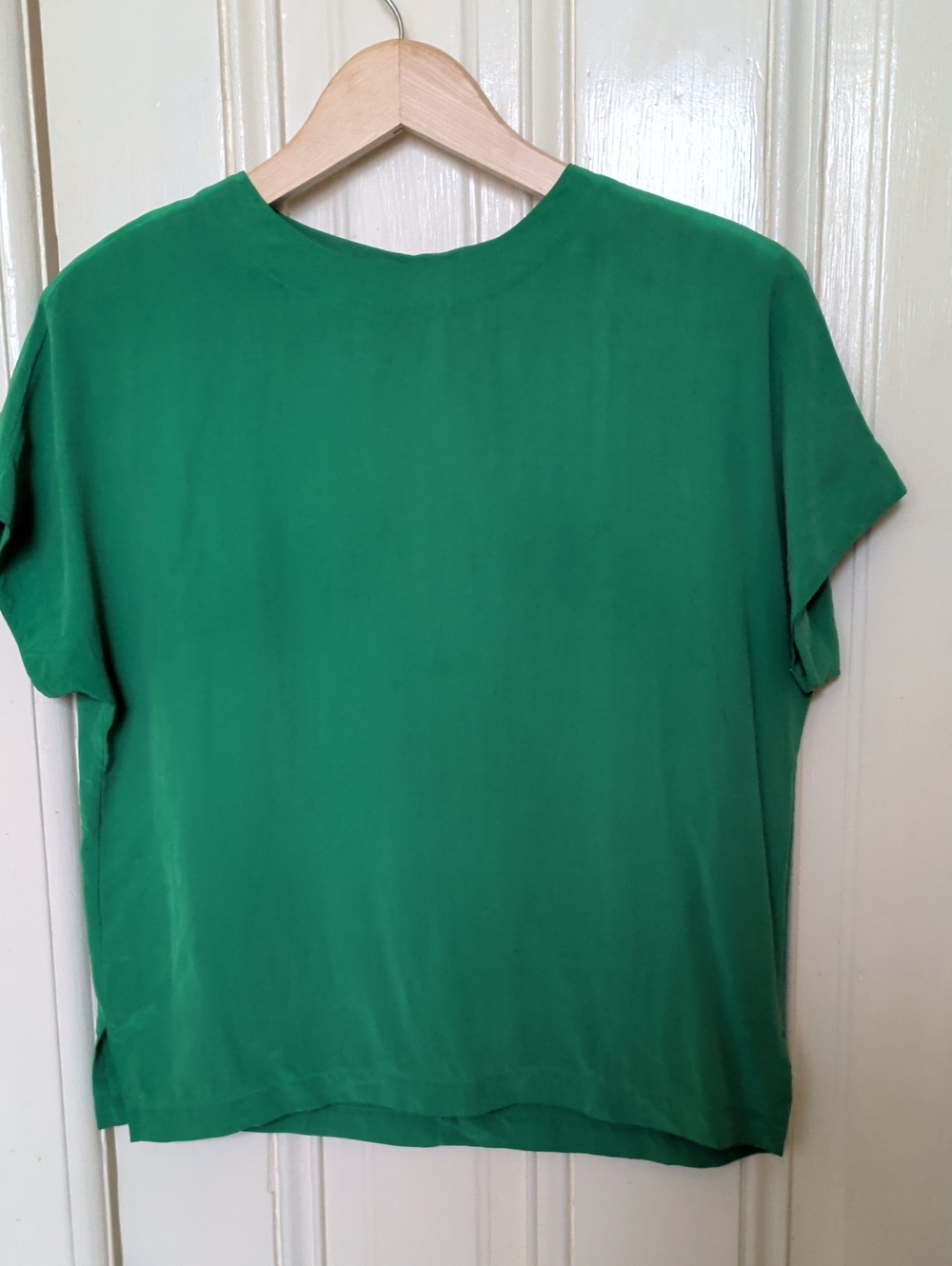 Vintage Spenser Jeremy Emerald Green Short Sleeve 100% Silk Top